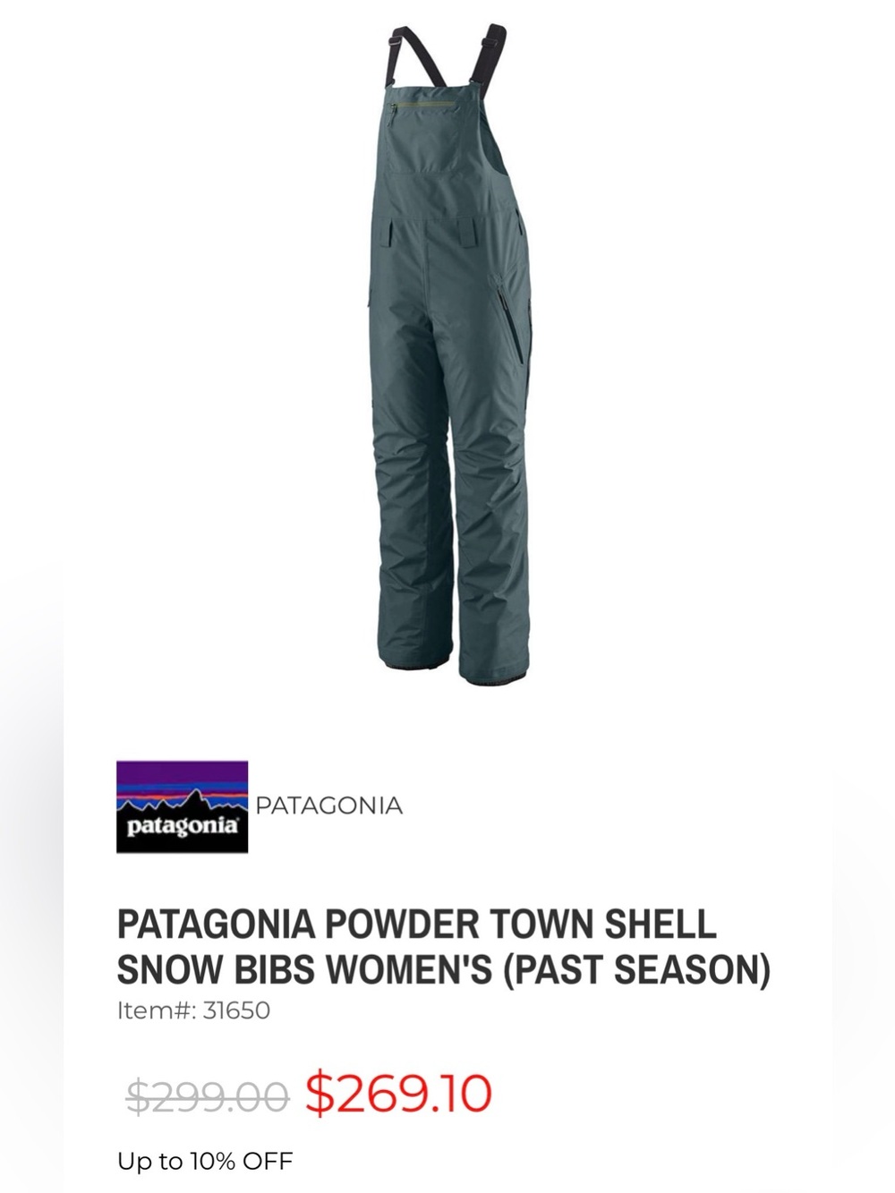 NWT•Patagonia Powdertown snow ski snowboard bibs overalls women’s size large